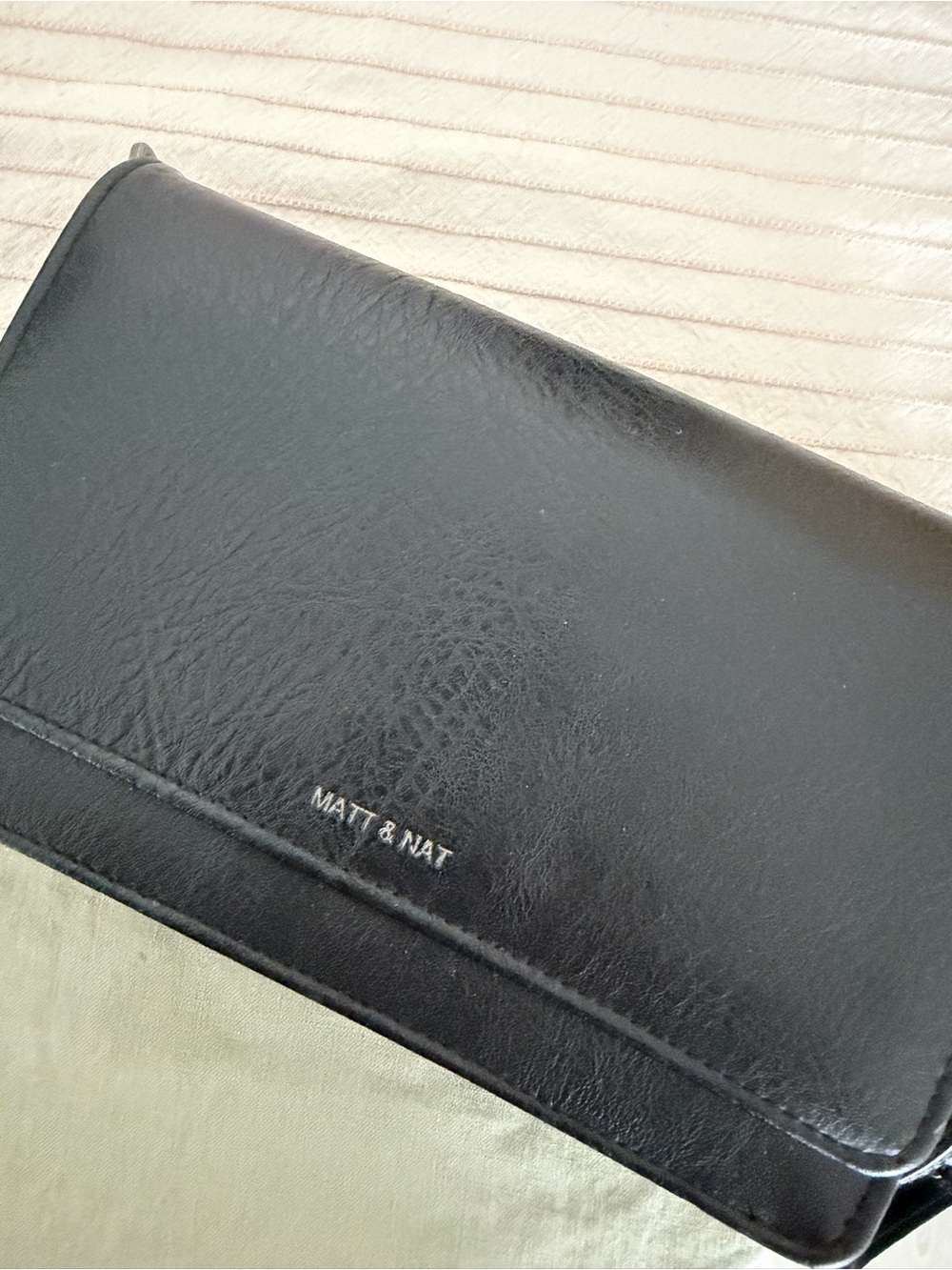 Matt & Nat Black Vegan Leather Messenger Bag